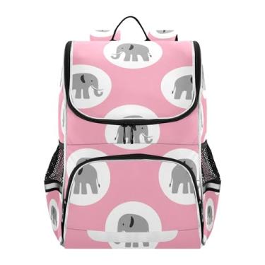 Imagem de Gray Elephants Circles Pink Kids Backpack Girls Daypack Back to School Bag Personalized Fun Book Bags Elementary Kids Boys Backpacks Animal