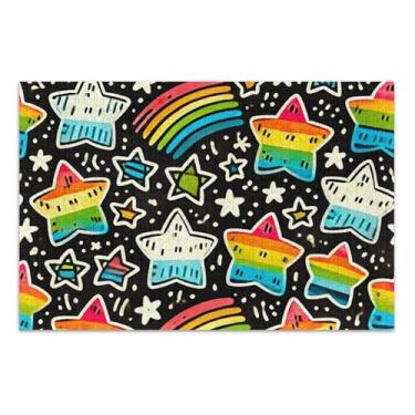 Imagem de Quebra-cabeça 500 peças para adultos arco-íris estrelas céu preto família elefante branco presentes difíceis quebra-cabeça família animal arte pintura, 50 x 37 centímetros