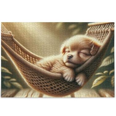 Imagem de Cute Puppy Dog Print 1000 peças quebra-cabeça adultos engraçado jogo de quebra-cabeça presentes paisagem impressão animal decoração de arte, 75 cm x 50 cm