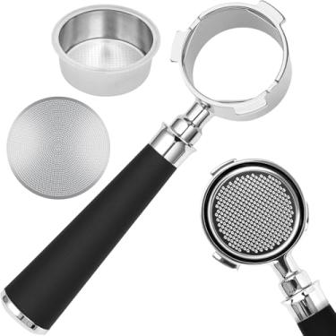 Imagem de Filtro portátil sem fundo de 51 mm com 3 orelhas serve para Delonghi Dedica EC680/EC685/EC885 e SMEG, inclui tela de disco, cesta de filtro de dose dupla