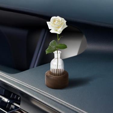 Imagem de Wogomz Clipe de ventilação de vaso de carro, clipe de vaso de flores de ventilação de carro de madeira, mini suporte de planta automotiva, decoração de terrário, ornamento de saídas de ar de veículos