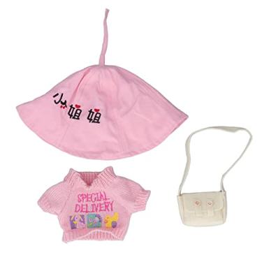 Imagem de Pato roupas de brinquedo de pelúcia lavável inodoro pele amigável bonito pato amarelo animais de pelúcia roupas para crianças crianças 3 pçs conjunto chapéu saco de roupas (Eu digito)