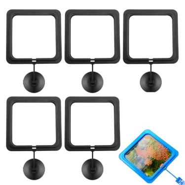 Imagem de Conjunto de 6 anéis de alimentação para peixes, planta flutuante para aquário, curral, tanque de peixes, alimentador redondo, planta flutuante quadrada para flutuação