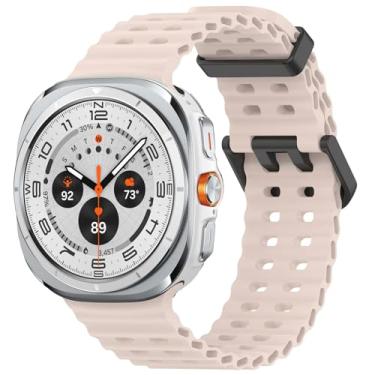 Imagem de SAAWEE Para samsung galaxy assista ultra 47mm acessórios marinho silicone esporte pulseira correa para galaxy watch 7 ultra pulseiras(Pink)