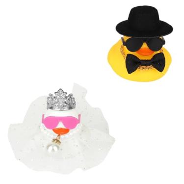 Imagem de 2un. Conjunto Patinhos de Borracha para Casamento, Miniaturas Amarelas e Brancas Patinhos Borracha Casal de Noivos Decoração Bolo Casamento para Casais