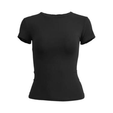 Imagem de Camiseta Feminina De Malha Slim Fit Com Manga Curta E Gola Redonda Est