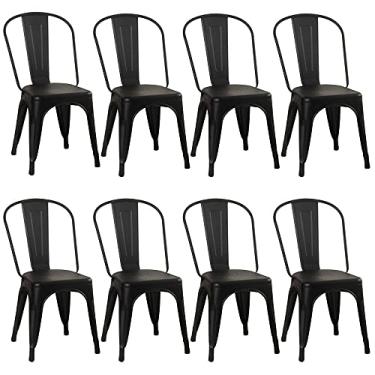 Imagem de Loft7, Kit 8 Cadeiras Iron Tolix Design Industrial em Aço Carbono Vintage Moderna e Elegante Versátil Sala de Jantar Cozinha Bar Restaurante Varanda Gourmet, Preto Fosco.