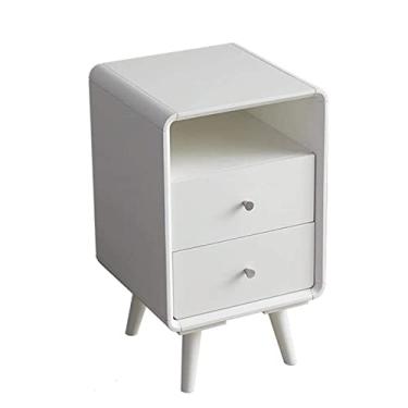Imagem de Mesa de cabeceira prática nórdica para quarto com 2 gavetas e 1 armário de cabeceira em espaço aberto para casa pequenas mesas de canto dignas