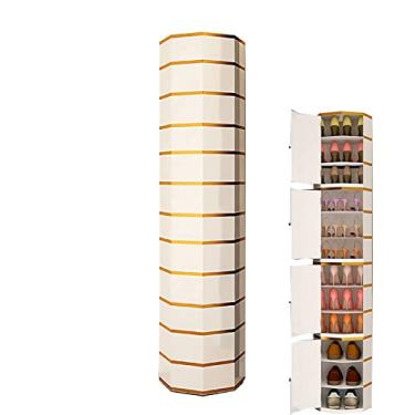 Imagem de Armário de sapatos moderno, sapateira com porta, armário fino e estreito para entrada, organizador de armazenamento de sapatos branco, organizador de prateleira de armazenamento de sapatos para casa