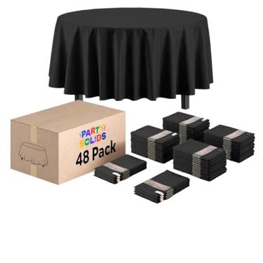 Imagem de Toalhas de mesa brancas requintadas para mesas retangulares, pacote com 48, toalhas de mesa de plástico, descartáveis, 137 x 274 cm, toalhas de mesa brancas, retangulares, artigos de festa