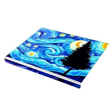 Imagem de SEHANY Tábua de corte de acrílico Van Gogh's Starry Night com borda de balcão, 34 x 42 cm, placa de corte transparente antiderrapante para bancada de cozinha, perfeita para pão, frutas e vegetais