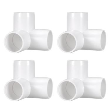 Imagem de DTGN 4 peças de encaixe de PVC de cotovelo de 3 vias, encaixe de tubo de PVC de grau de mobiliário SCH40, conector de cotovelo de canto DIY para móveis de construção, conexão de estrutura de estufa
