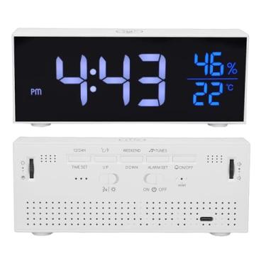 Imagem de Jectse Despertador Digital, Display LED de 2,15 Polegadas, Alarmes Duplos, Volume Ajustável, Regulável 12H 24H, Com Função Snooze e Porta de Carregamento USB, para Mesa, Quarto, (WHITE)