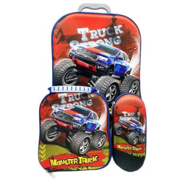 Imagem de Kit Mochila Com Rodinhas E Lancheira + Estojo Truck Strong