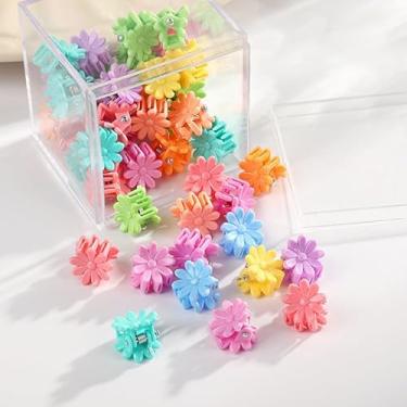 Imagem de 80 peças de mini garras de cabelo com caixa quadrada transparente, clipes de garra pequenos em cores e designs variados, conjunto de grampos de cabelo a granel para mulheres, viagens e organizador