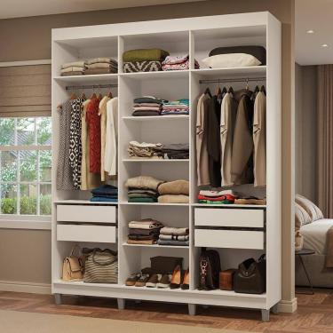 Imagem de Guarda-roupa Closet Com Pés 4 Gavetas 180cm Branco Venus Madesa Branco