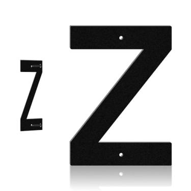 Imagem de Placas de endereço externas de metal preto de 12 cm com números e letras, números de endereço modernos à prova d'água e à prova de ferrugem, adequados para uso em caixas de correio, portas e