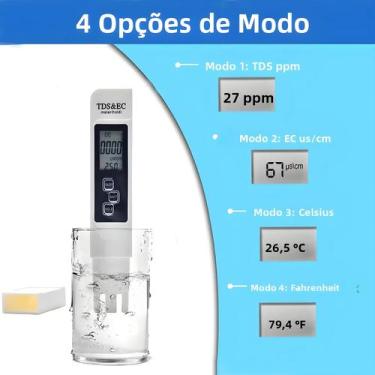 Imagem de Medidor Digital De Qualidade Da Água Branco TDS EC 0-9990 PPM Ferramen
