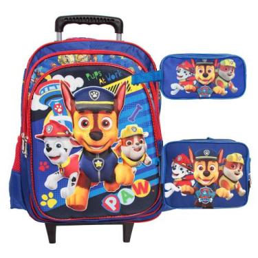 Imagem de Kit Bolsa Mochila Escolar Patrulha Canina Rodinha - Toys 2U