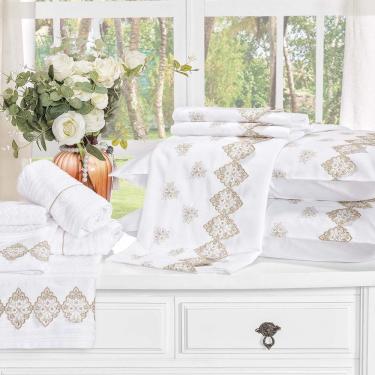 Imagem de Jogo De Cama Sensualle Casal Queen 4 Peças Percal 400 Fios 100% Algodão - Branco