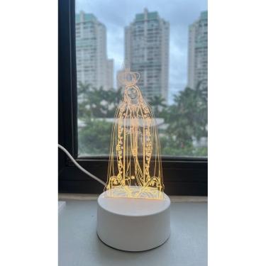 Imagem de Luminária de Mesa Abajur 3D Nossa Senhora de Fátima Led 4W 3 em 1 Bivolt