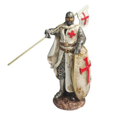Imagem de Estátua Cavaleiro Templário Medieval Em Resina Colecionável - Tenda Me