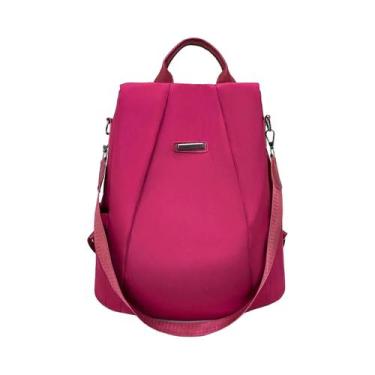 Imagem de Mochila Casual Feminina Preta, Caqui E Rosa Vermelha Com Alça Destacáv