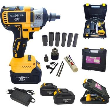 Imagem de Chave de Impacto 48V Brushless + Furadeira Parafusadeira Kit Profissio