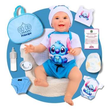 Imagem de Bebê Reborn Boneco Stitch Em Silicone Com Bolsa Maternidade - Congratu