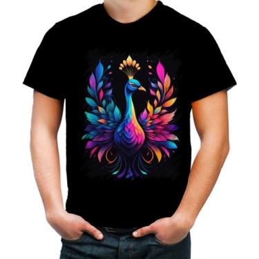 Imagem de Camiseta Colorida de Pavão Colorido Neon Vetor 12 - Kasubeck Store®, B