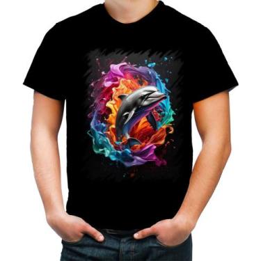 Imagem de Camiseta Colorida Golfinho Inteligência Arte Pintura 3 - Kasubeck Stor