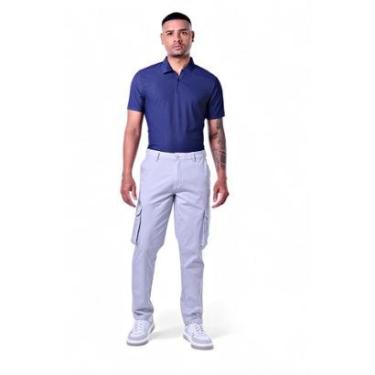 Imagem de Calça Cargo Masculina Chino Casual Elastano Pacific Blue-Masculino