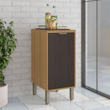 Imagem de Balcão de Cozinha 40 Cm Colors 1 Porta 100% Mdf Freijó/Nogueira Bourbon - Kits Paraná