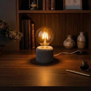 Imagem de Luminária Abajur De Mesa Industrial Loft Base 3D PETG Premium Lâmpada 