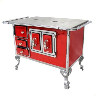 Imagem de Fogão A Lenha Tradicional Venâncio N graus 2 Porta Dupla Vermelho Sem Tampa Direito 21778