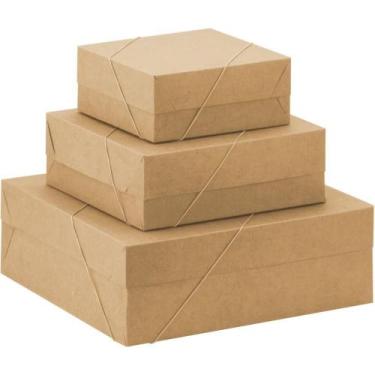 Imagem de Caixa para Presente com Tampa KRAFT PQ 16X16X7 ELAST. C/10 - Cristina