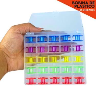 Imagem de Kit com 25 Bobinas de Plástico Alta Coloridas para Máquina de Costura 