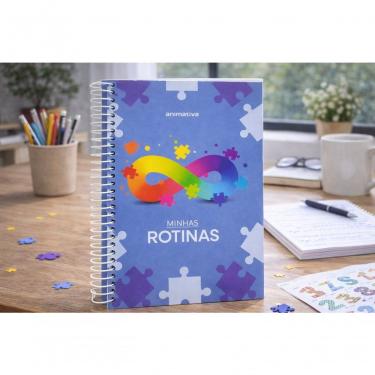 Imagem de Agenda ANIMATIVA Minhas Rotinas 176 Folhas com Checklist Diário para Comunicação Família e Escola Azul