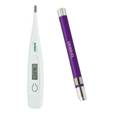 Imagem de Kit Termometro Corporal + Lanterna Clinica Para Ver Garganta Cor:Roxo 