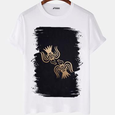 Imagem de Camiseta masculina Simbolos Logos Corvos De Odin Art Camisa Blusa Branca Estampada