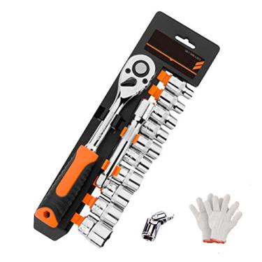 Imagem de HIOD Conjunto de chaves de soquete catraca de 1/2 pol. Chave hexagonal Ferramenta de reparo de combinação inclui soquete hexagonal, chave, 12 peças