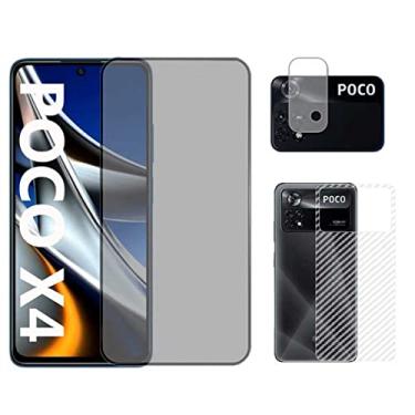 Imagem de Kit 3x1 Película 5D 9D Privacidade Compatível com Poco X4 Pro + Película Traseira Fibra + Película de Câmera
