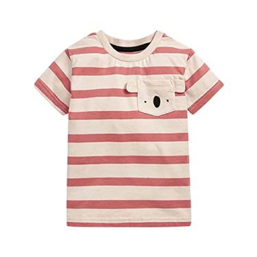 Imagem de Camisetas de manga curta para meninos de algodão casual com estampa de animais gola redonda roupas de verão camisetas macacões de bebê menina (cáqui, 4 a 5 anos)