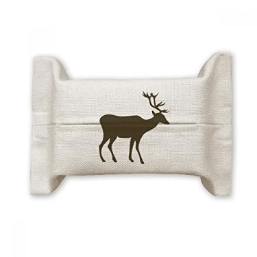 Imagem de Black Deer Cute Animal Portrayal Suporte de capa de papel para lenços faciais Saco de linho de algodão