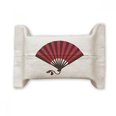 Imagem de Bolsa de linho de algodão para ventilador facial vermelho japonês preto