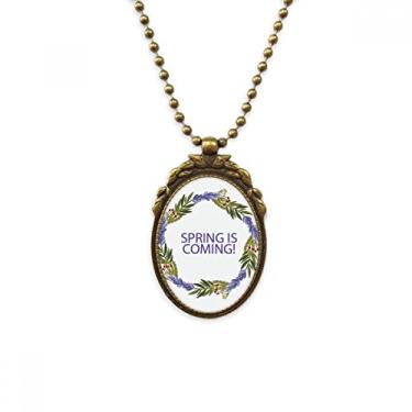 Imagem de DIYthinker Colar vintage vintage com pingente de contas e pingente de flor azul e guirlanda redonda