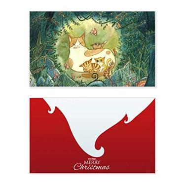 Imagem de Miaoji Pintura Gato Família Feriado Fantasia, Feliz Natal, Cartão de Parabéns, Mensagem de Letras de Natal