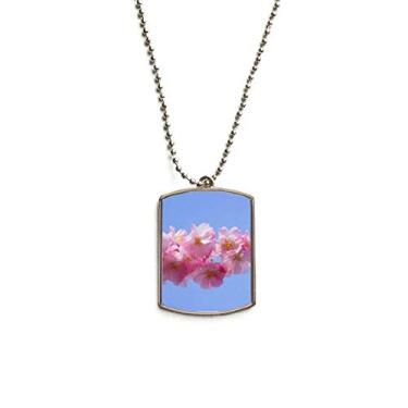 Imagem de DIYthinker Colar com pingente de corrente de aço inoxidável com lindas flores rosa céu azul