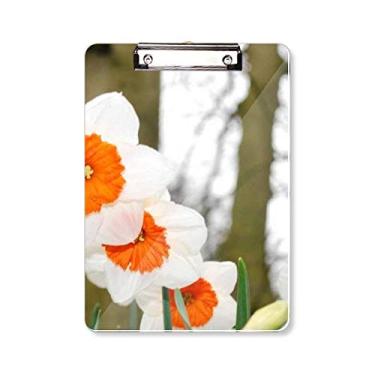 Imagem de Placa de suporte para prancheta de flores vermelhas e brancas A4