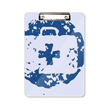 Imagem de Kit de Primeiros Socorros Azul Design Estampa Ilustração Redonda Prancheta Pasta Bloco de Escrita Placa de Apoio A4